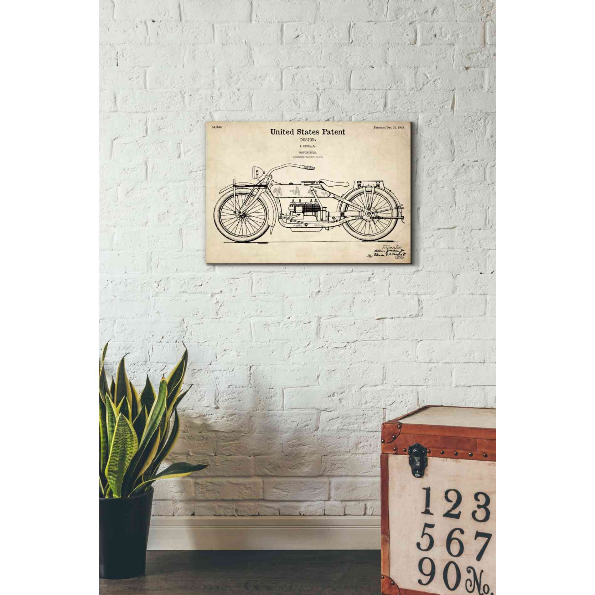 'Vintage Motorcycle Patent Blueprint' Canvas Wall Art,18 x 26