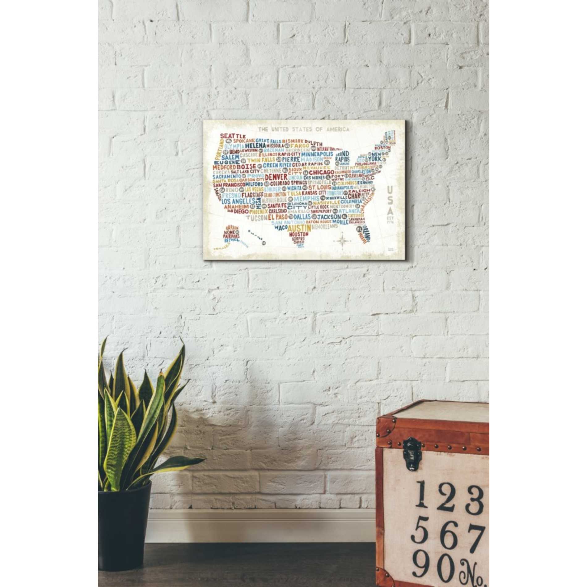 'US City Map' by Michael Mullan, Canvas Wall Art,26 x 18