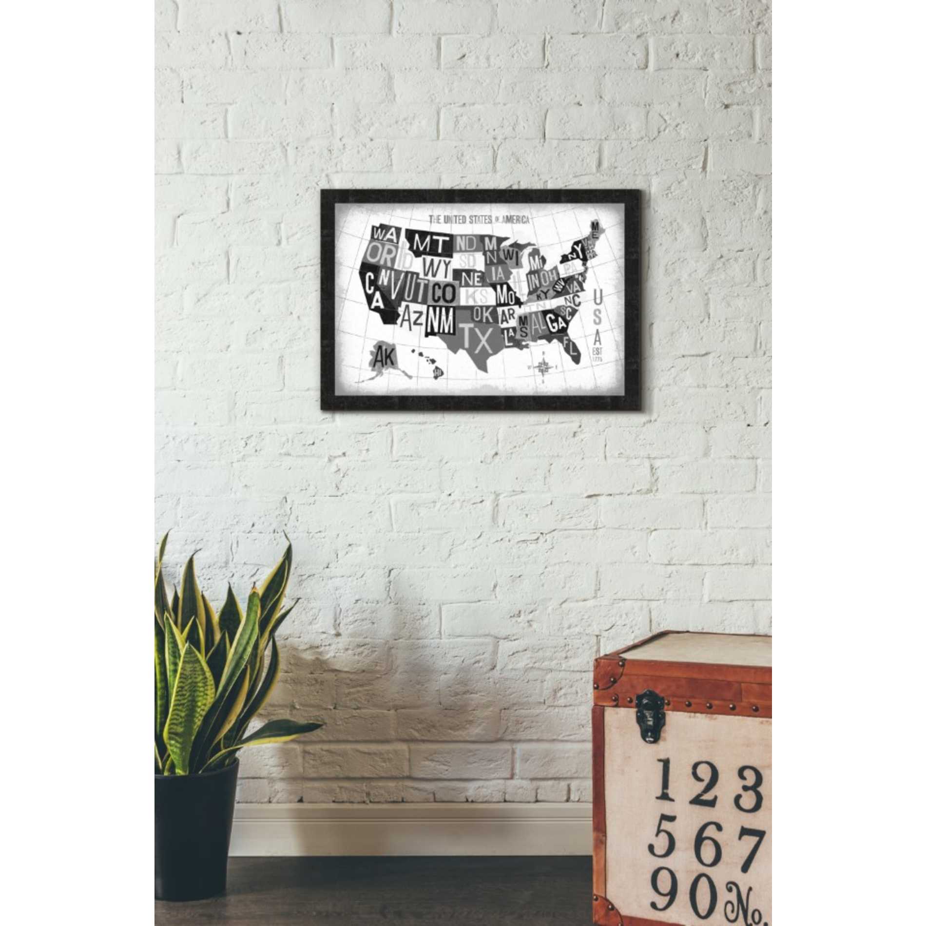 'Letterpress USA Map Dark' by Michael Mullan, Canvas Wall Art,26 x 18