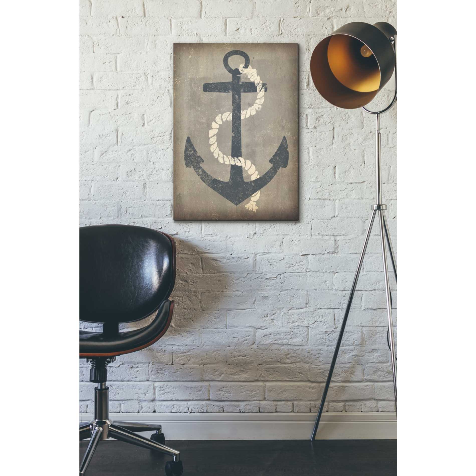 'Nautical Anchor Vertical Gray' by Ryan Fowler, Canvas Wall Art,18 x 26