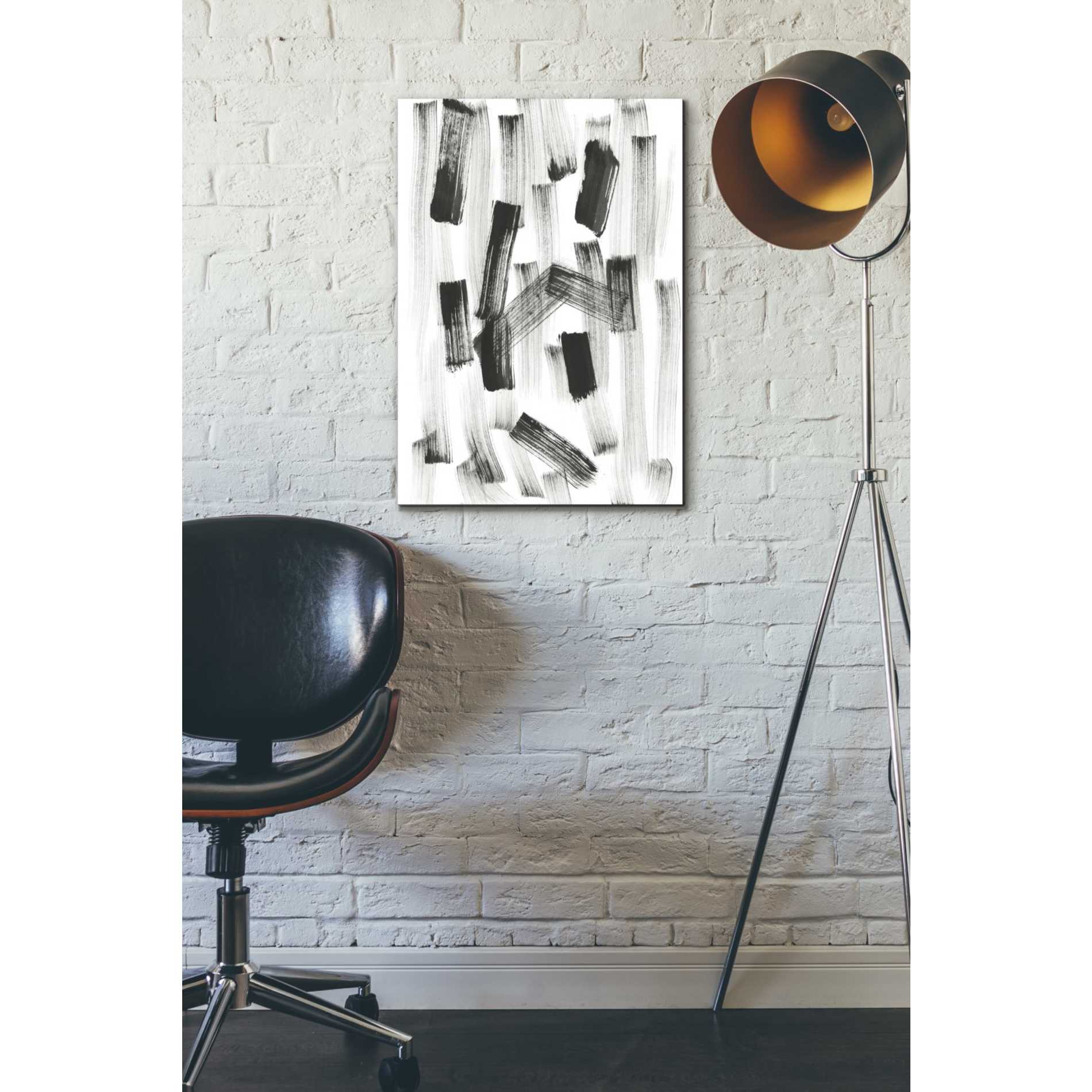 'Black and White Strokes North' Canvas Wall Art,18 x 26