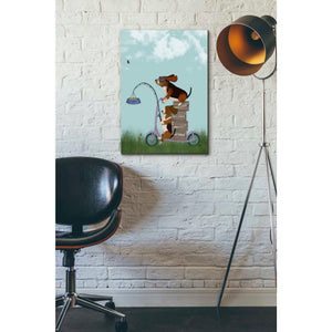 'Basset Hound Scooter' by Fab Funky Giclee Canvas Wall Art
