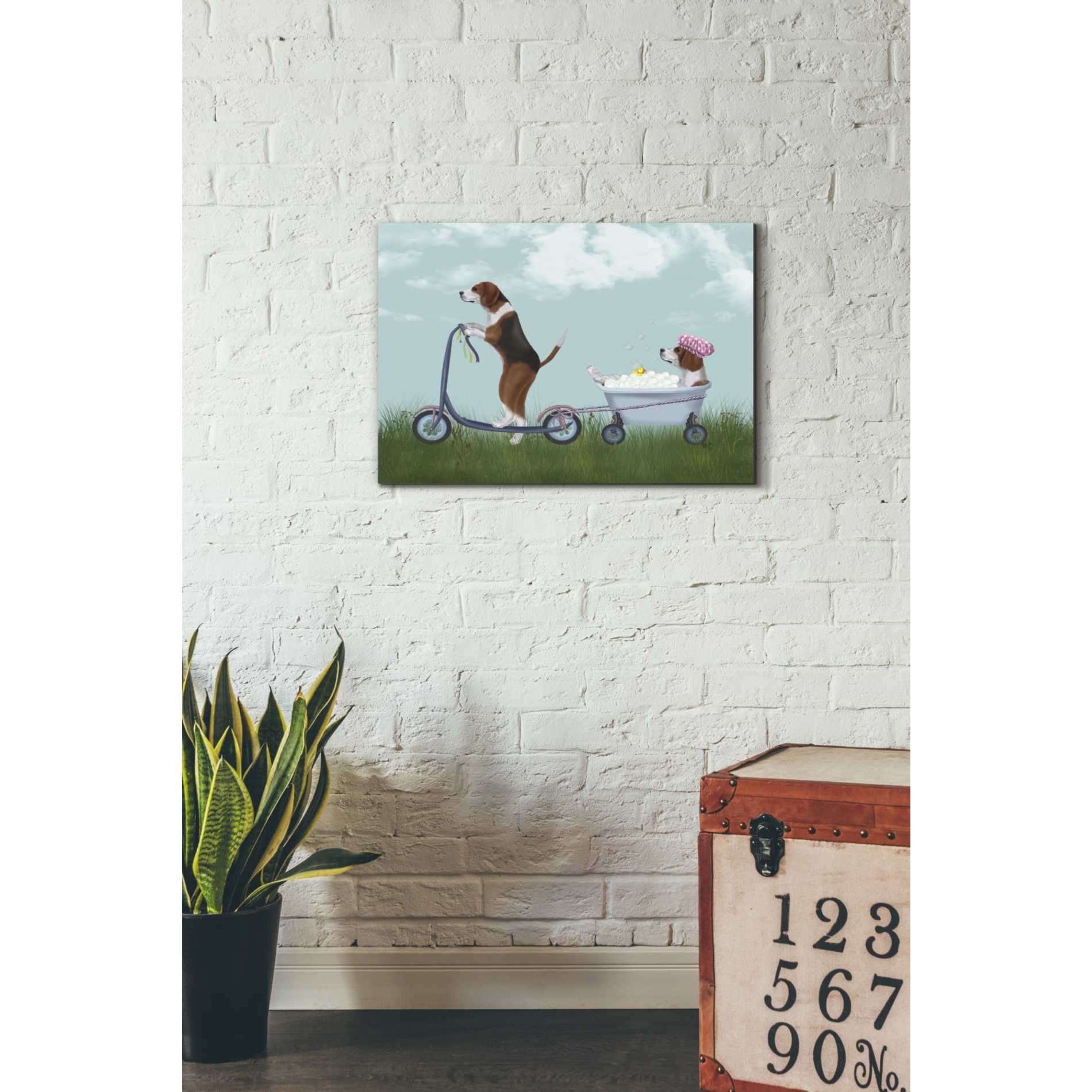 'Beagle Scooter' by Fab Funky Giclee Canvas Wall Art