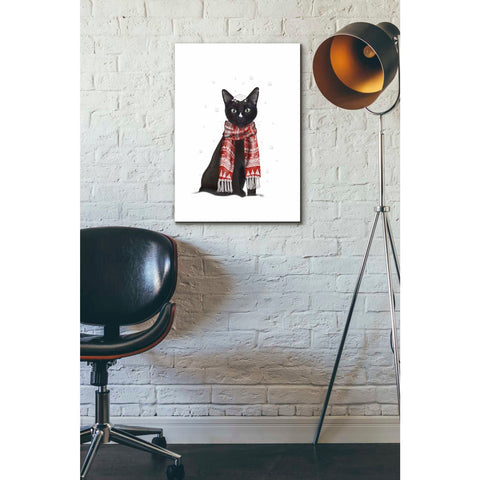 Image of 'Black Cat, Red Scarf' by Fab Funky Giclee Canvas Wall Art