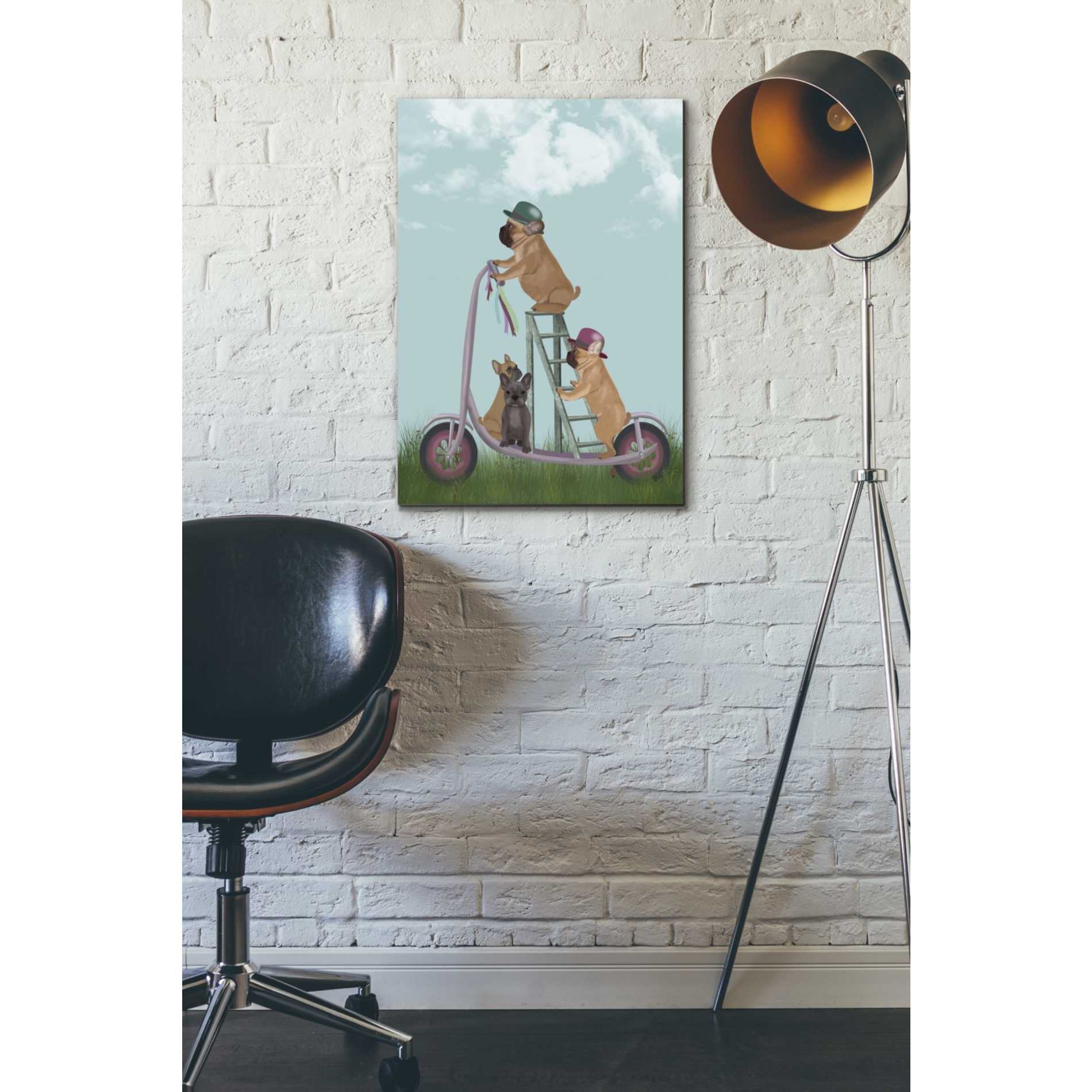 'French Bulldog Scooter' by Fab Funky Giclee Canvas Wall Art