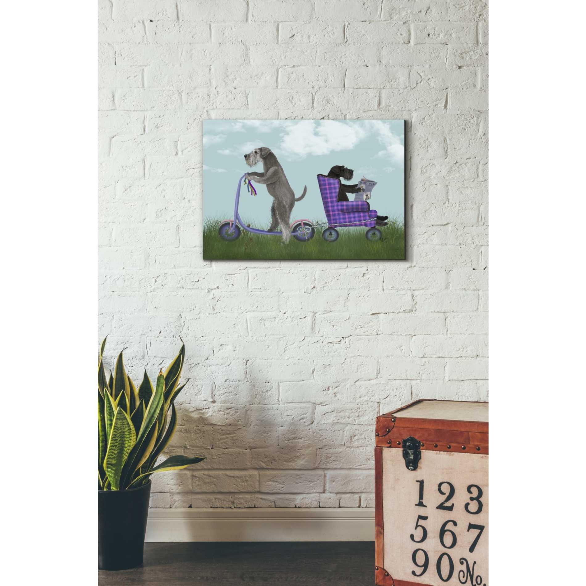 'Schnauzer Scooter' by Fab Funky Giclee Canvas Wall Art