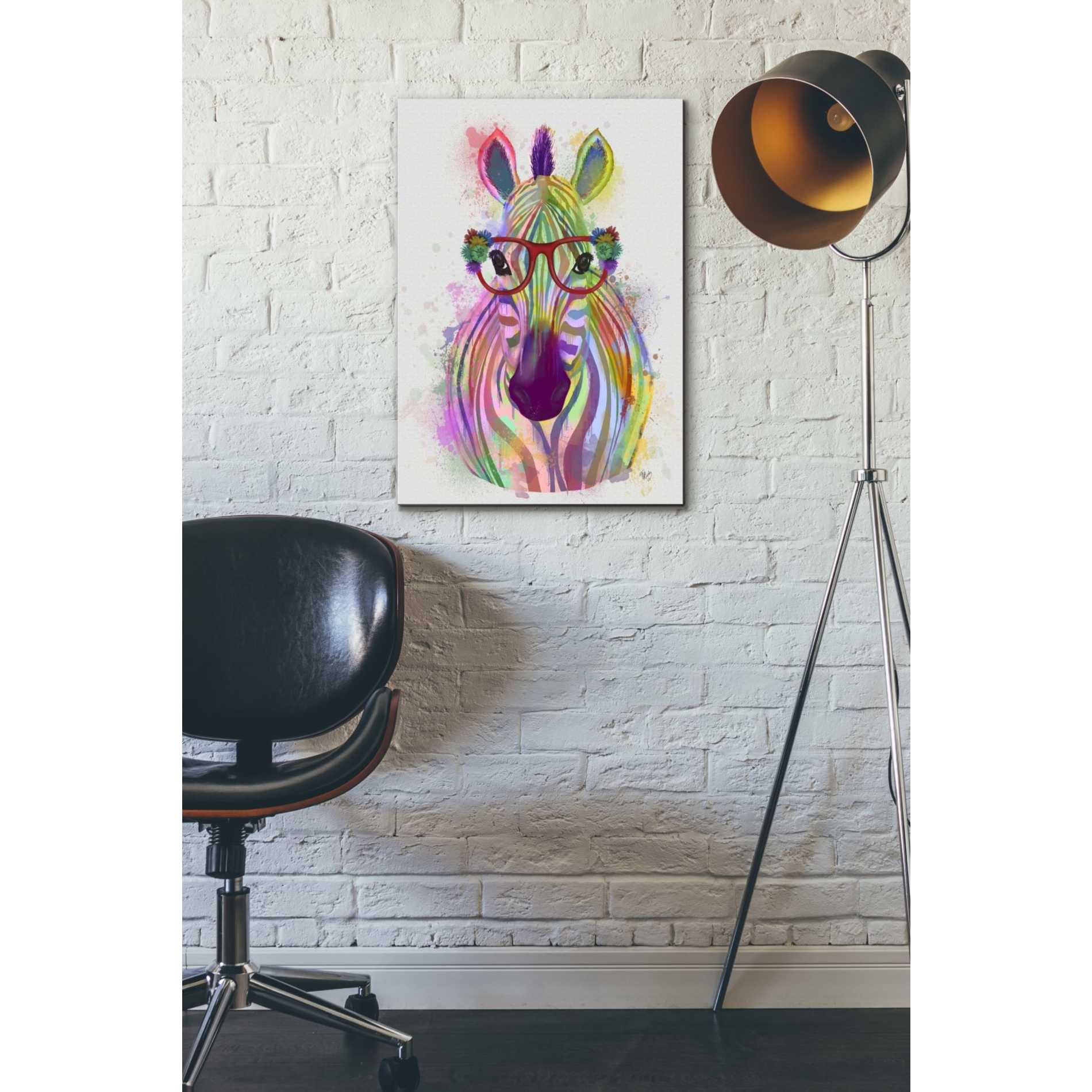 'Zebra Rainbow Splash 1' by Fab Funky Giclee Canvas Wall Art