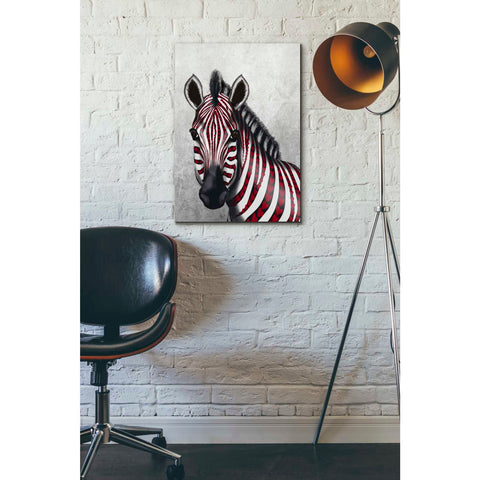 Image of 'Zebra, Red Love Hearts' by Fab Funky Giclee Canvas Wall Art