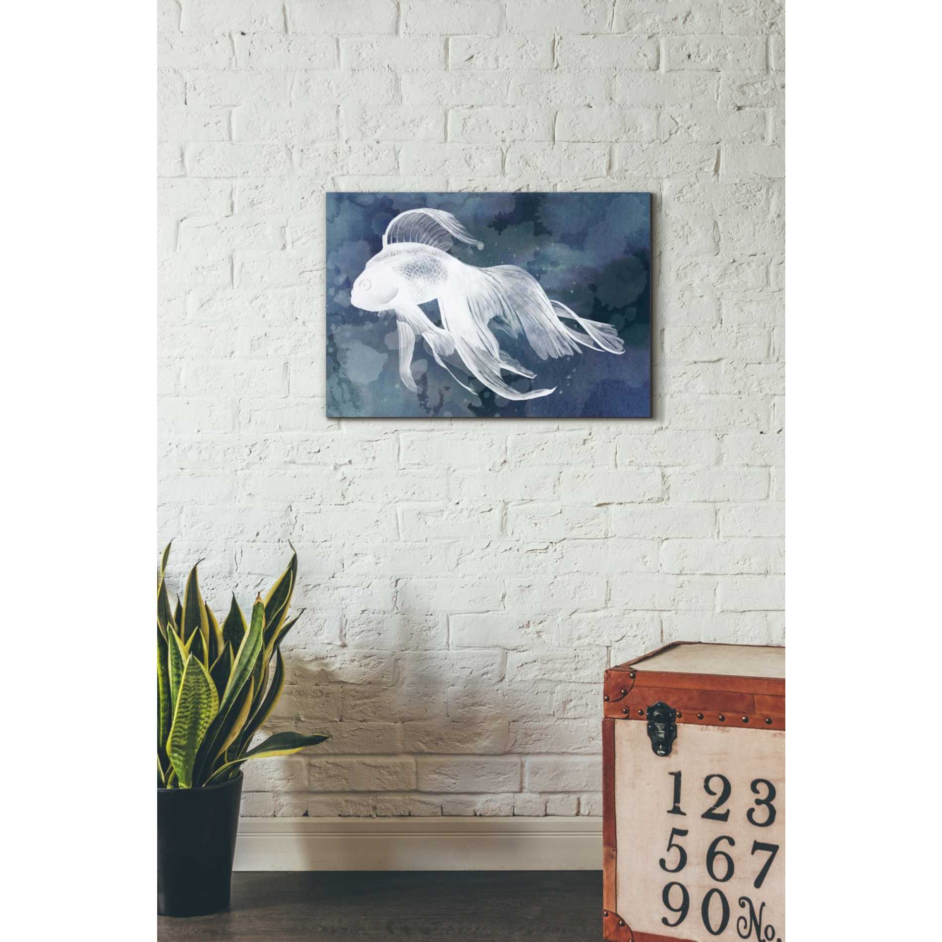 'Indigo Fish I' by Grace Popp Canvas Wall Art,26 x 18