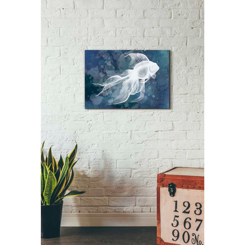 Image of 'Indigo Fish II' by Grace Popp Canvas Wall Art,26 x 18