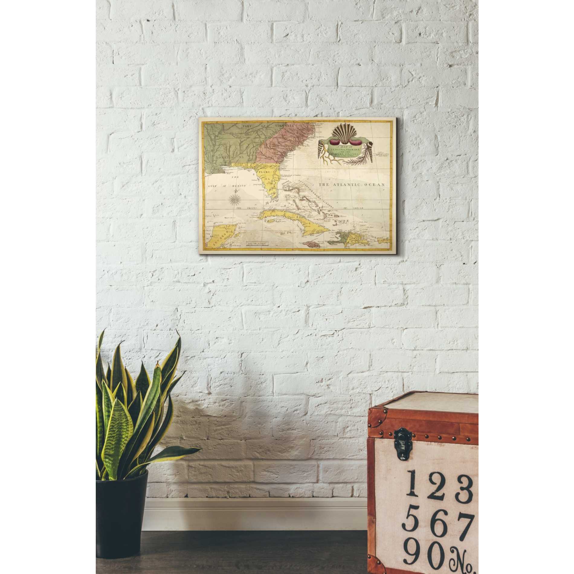 'Map of Carolina, Florida & the Bahama Islands' by Mark Catesby Giclee Canvas Wall Art