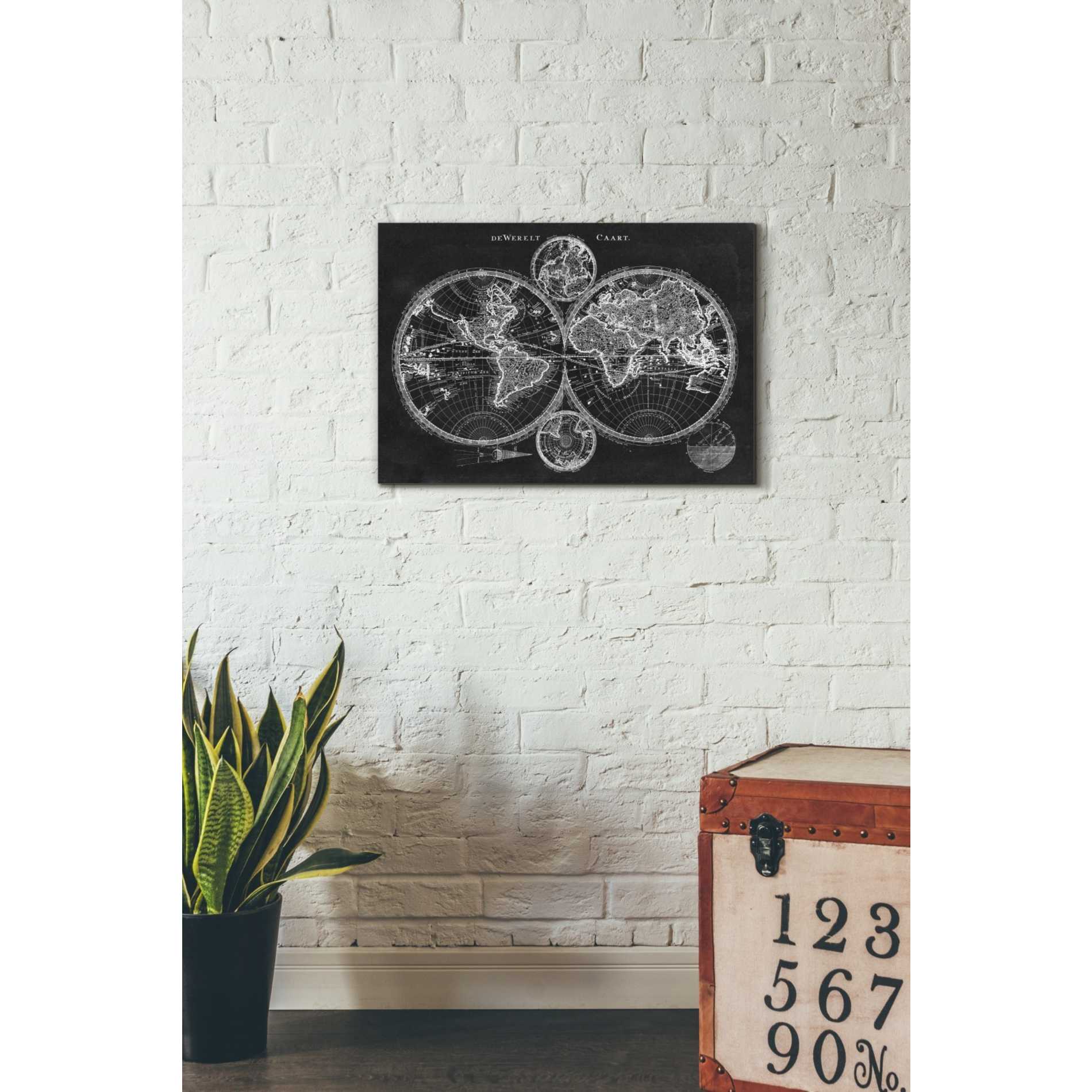 'Charcoal World Map' by Studio W Canvas Wall Art,26 x 18