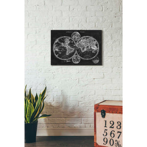 'Charcoal World Map' by Studio W Canvas Wall Art,26 x 18