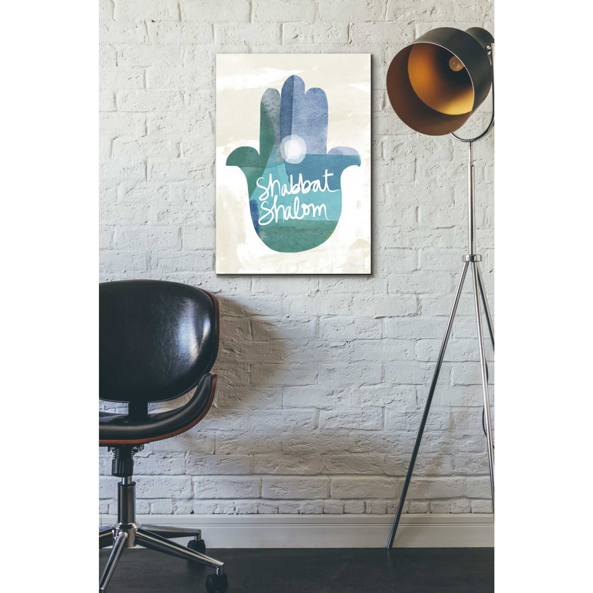 'Shabbat Shalom Hamsa' by Linda Woods, Canvas Wall Art,18 x 26