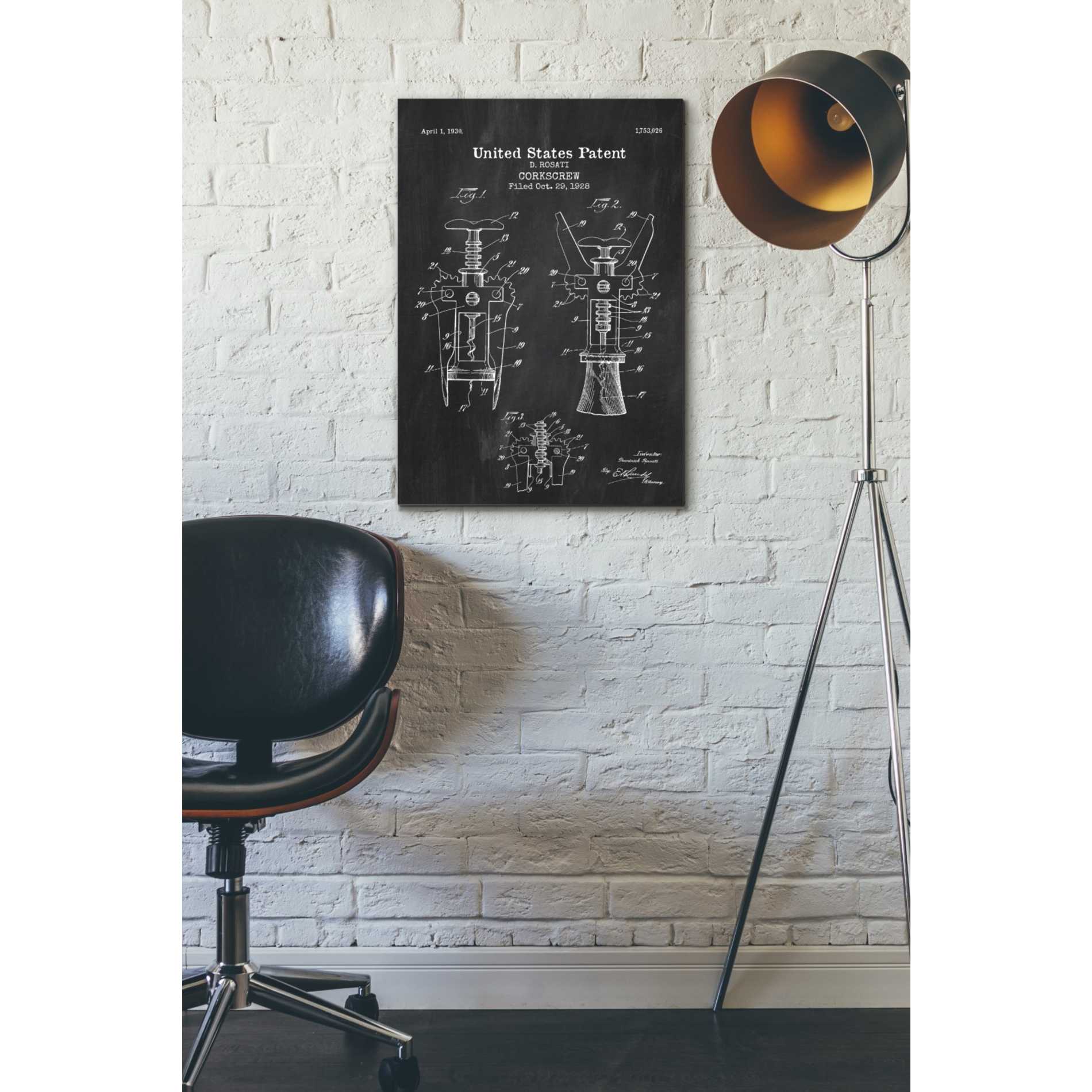 'Corkscrew Blueprint Patent Chalkboard' Canvas Wall Art,18 x 26
