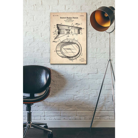 Image of 'Police Uniform Cap Blueprint Patent Parchment' Canvas Wall Art,18 x 26