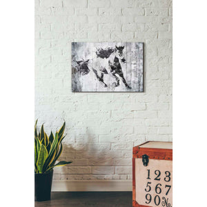 'Running Black Horse 1' by Irena Orlov, Canvas Wall Art,26 x 18