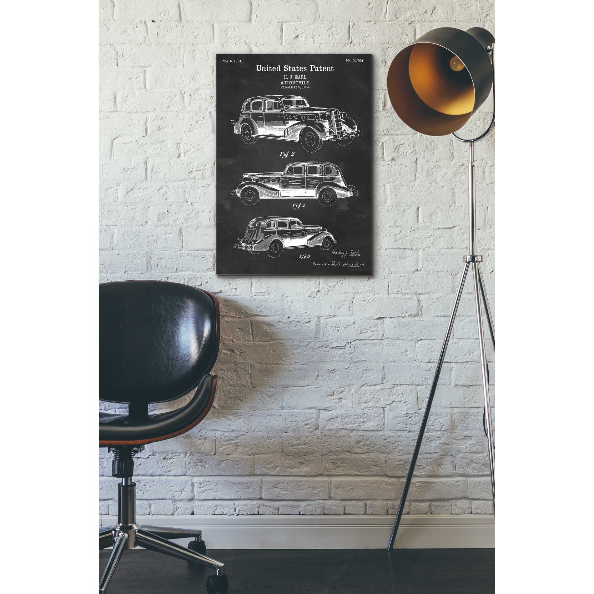 'Luxury Automobile Blueprint Patent Chalkboard' Canvas Wall Art,18 x 26