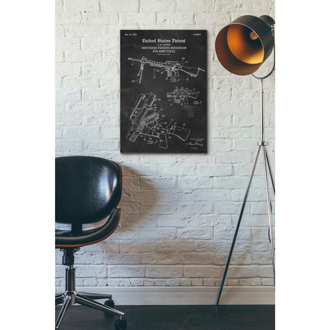 Image of 'Ammunition Feeder for Army Rifle Blueprint Patent Chalkboard' Canvas Wall Art,18 x 26