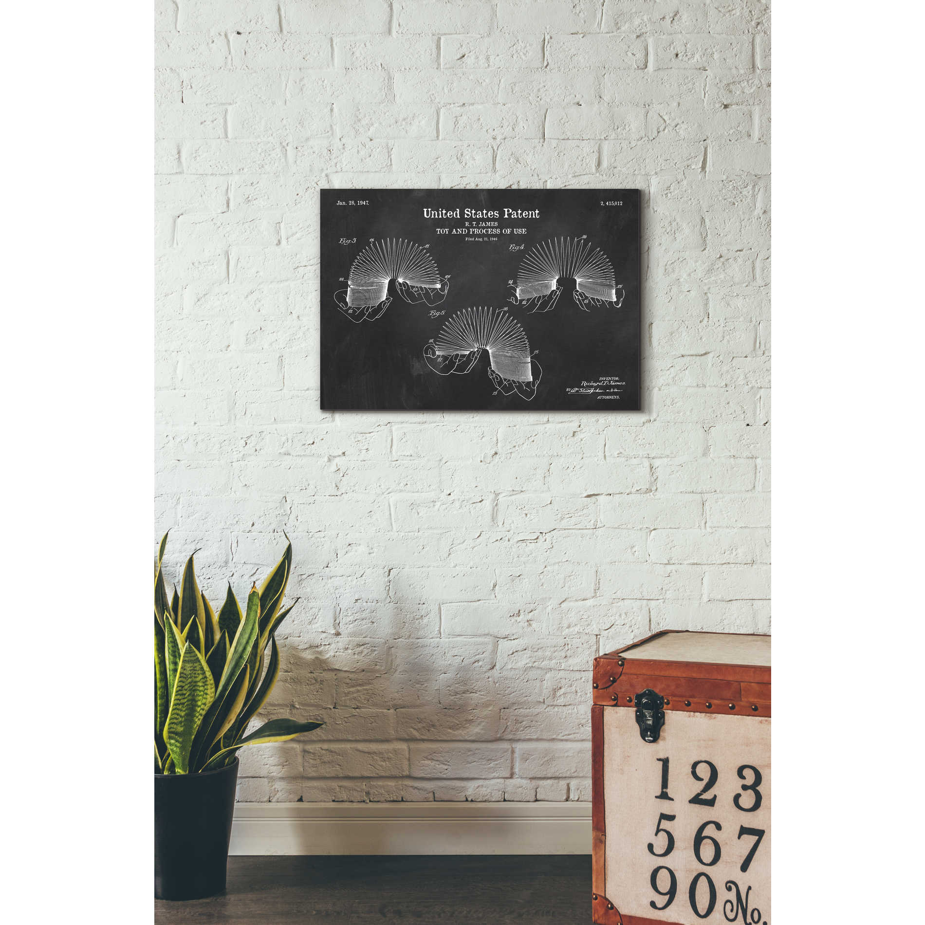 'Toy and Process of Use Blueprint Patent Chalkboard' Canvas Wall Art,26 x 18