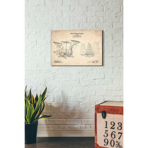 'Flying Machine, 1904 Blueprint Patent Parchment' Canvas Wall Art,26 x 18