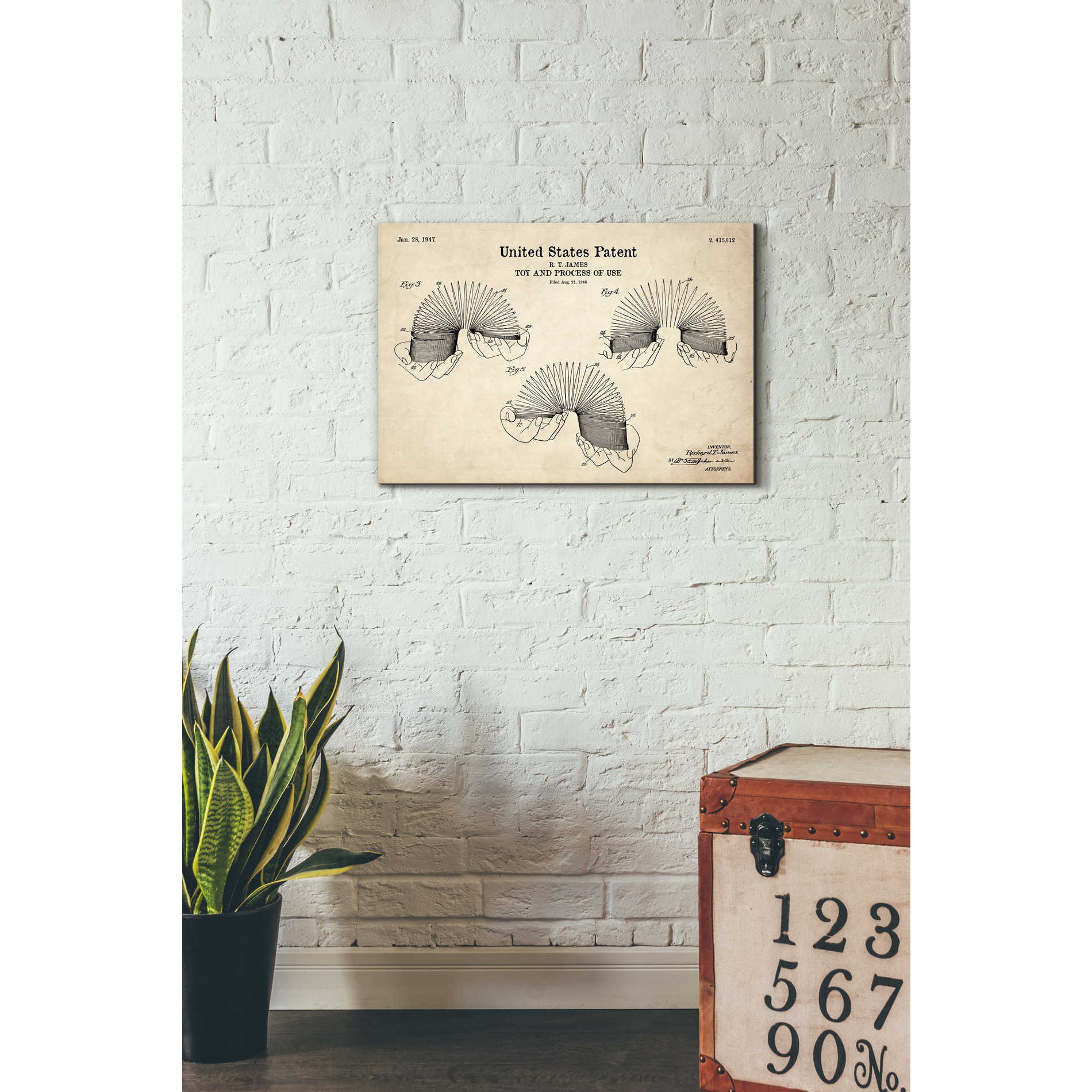 'Toy and Process of Use Blueprint Patent Parchment' Canvas Wall Art,26 x 18