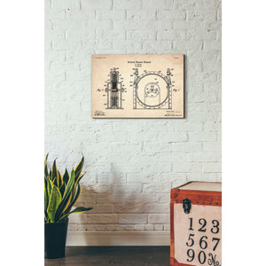 'Tesla Turbine Blueprint Patent Parchment' Canvas Wall Art,26 x 18