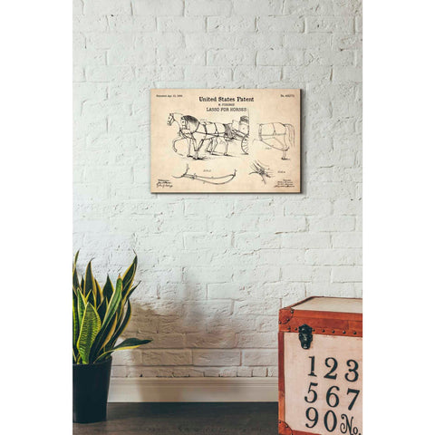 Image of 'Lasso for Horses Blueprint Patent Parchment' Canvas Wall Art,26 x 18