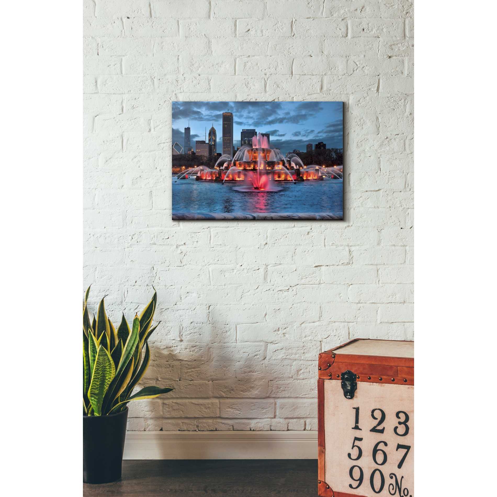'Buckingham Fountain Lit,' Canvas Wall Art,18 x 26