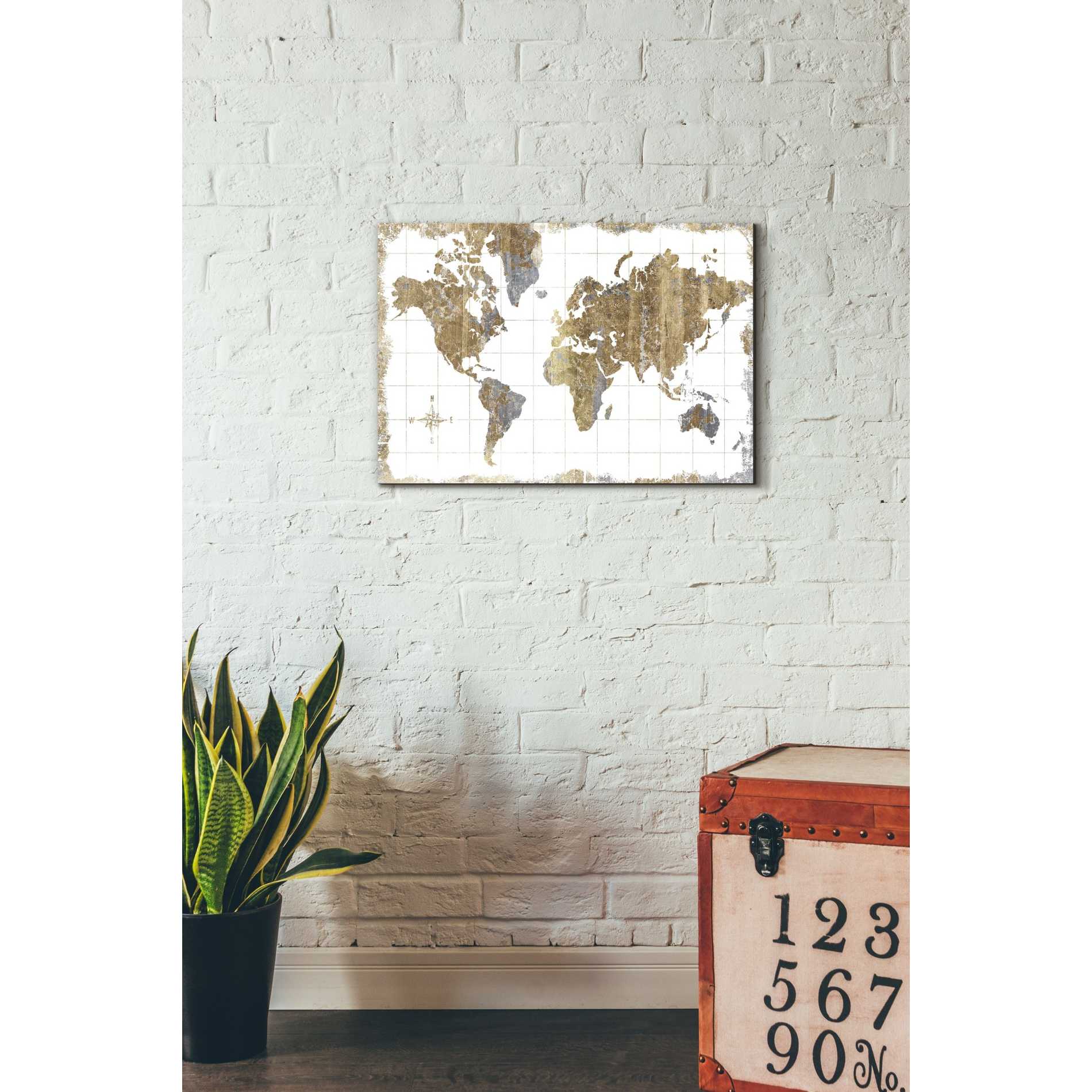 'Gilded Map' by Wild Apple Portfolio, Canvas Wall Art,18 x 26