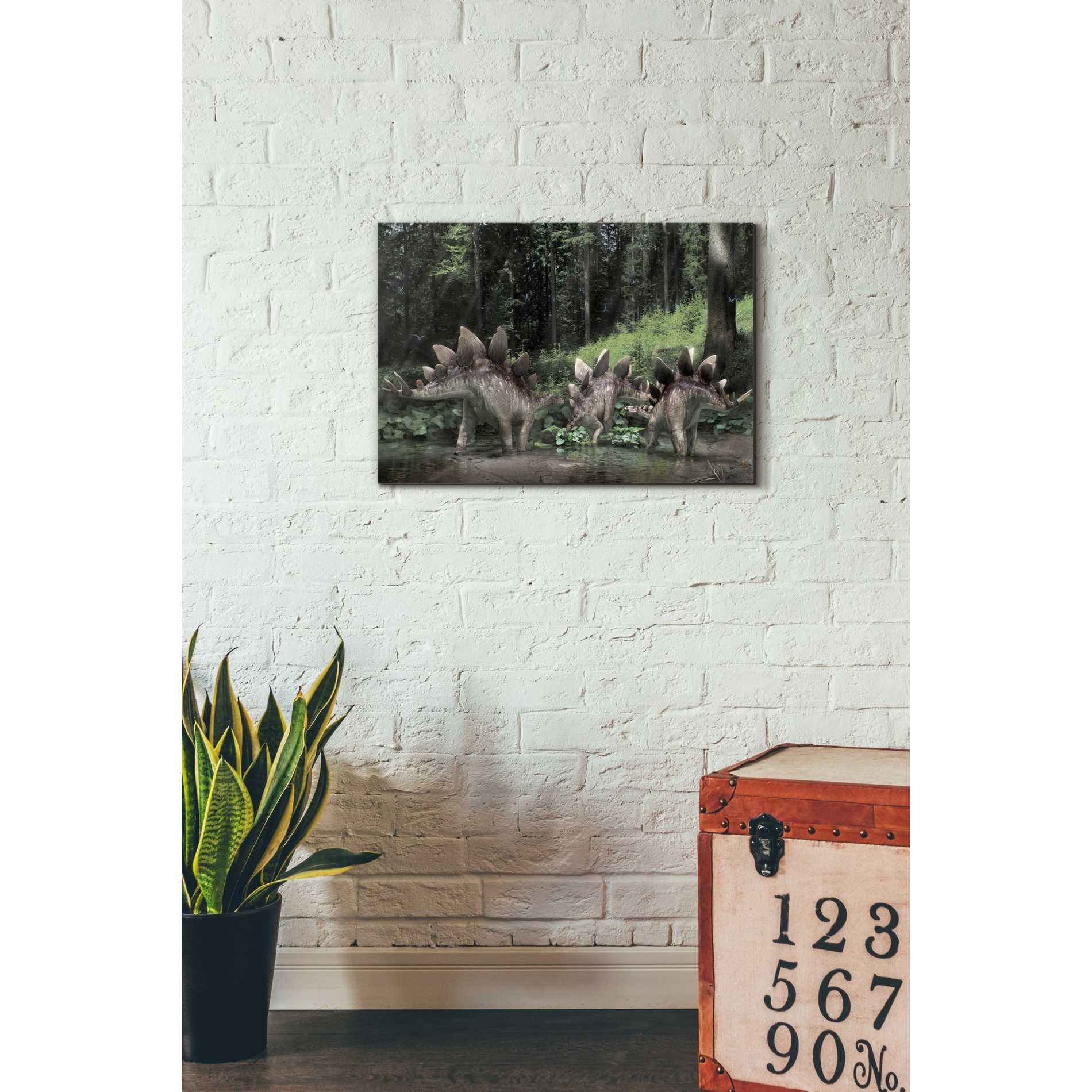 'Stegosaurus Family' Canvas Wall Art,18 x 26
