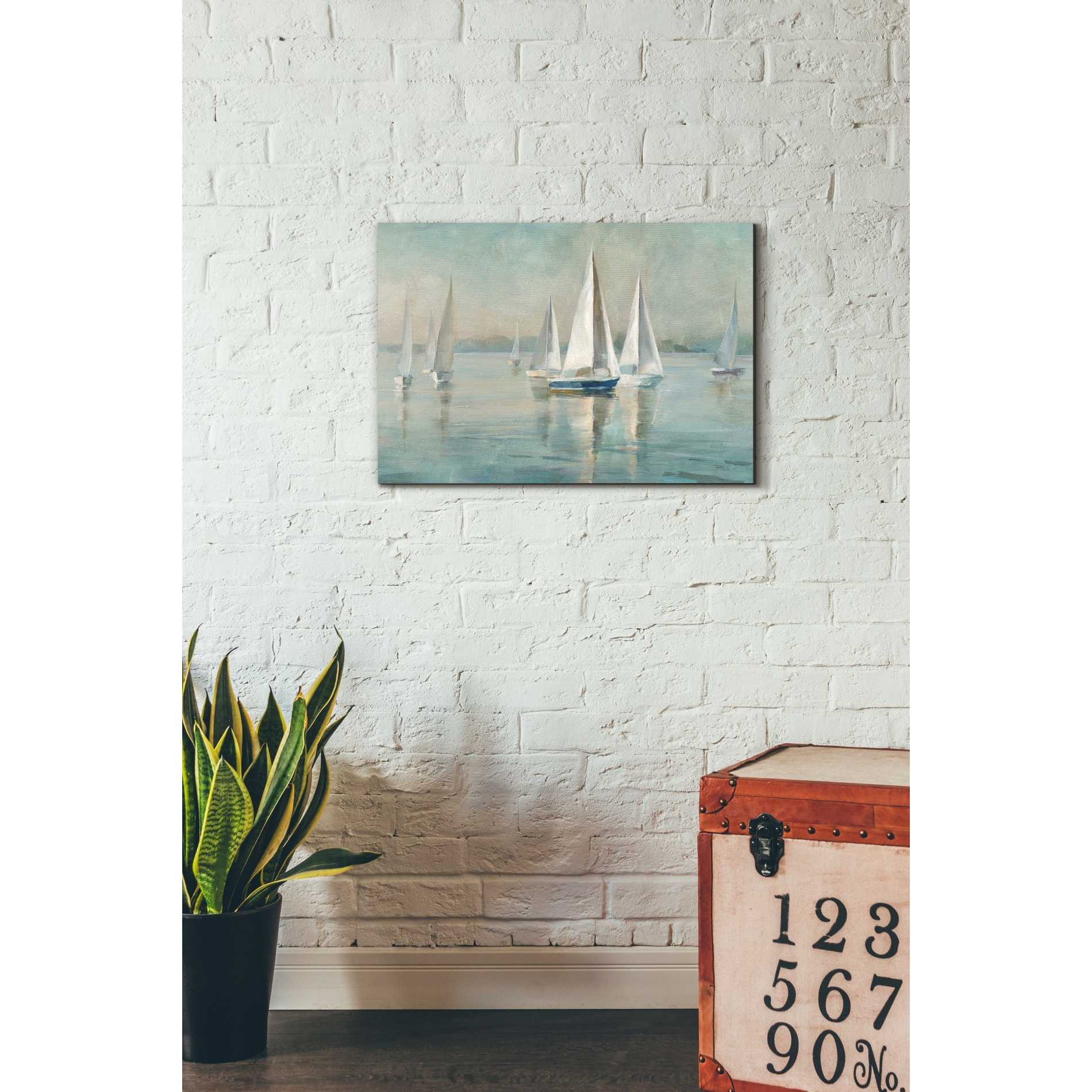 'Sailboats At Sunrise' by Danhui Nai, Canvas Wall Art,18 x 26