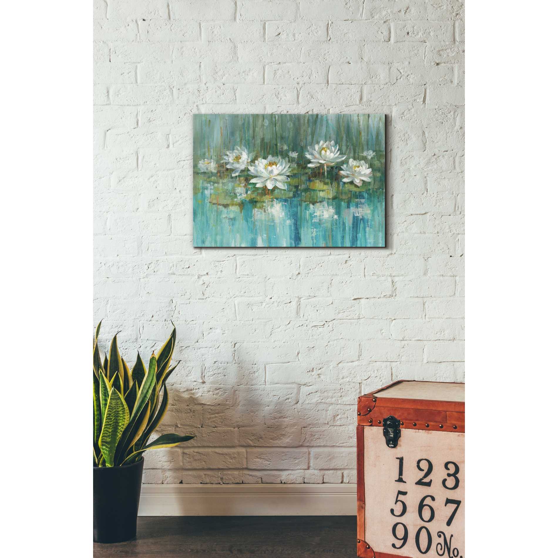 'Water Lily Pond' by Danhui Nai, Canvas Wall Art,18 x 26