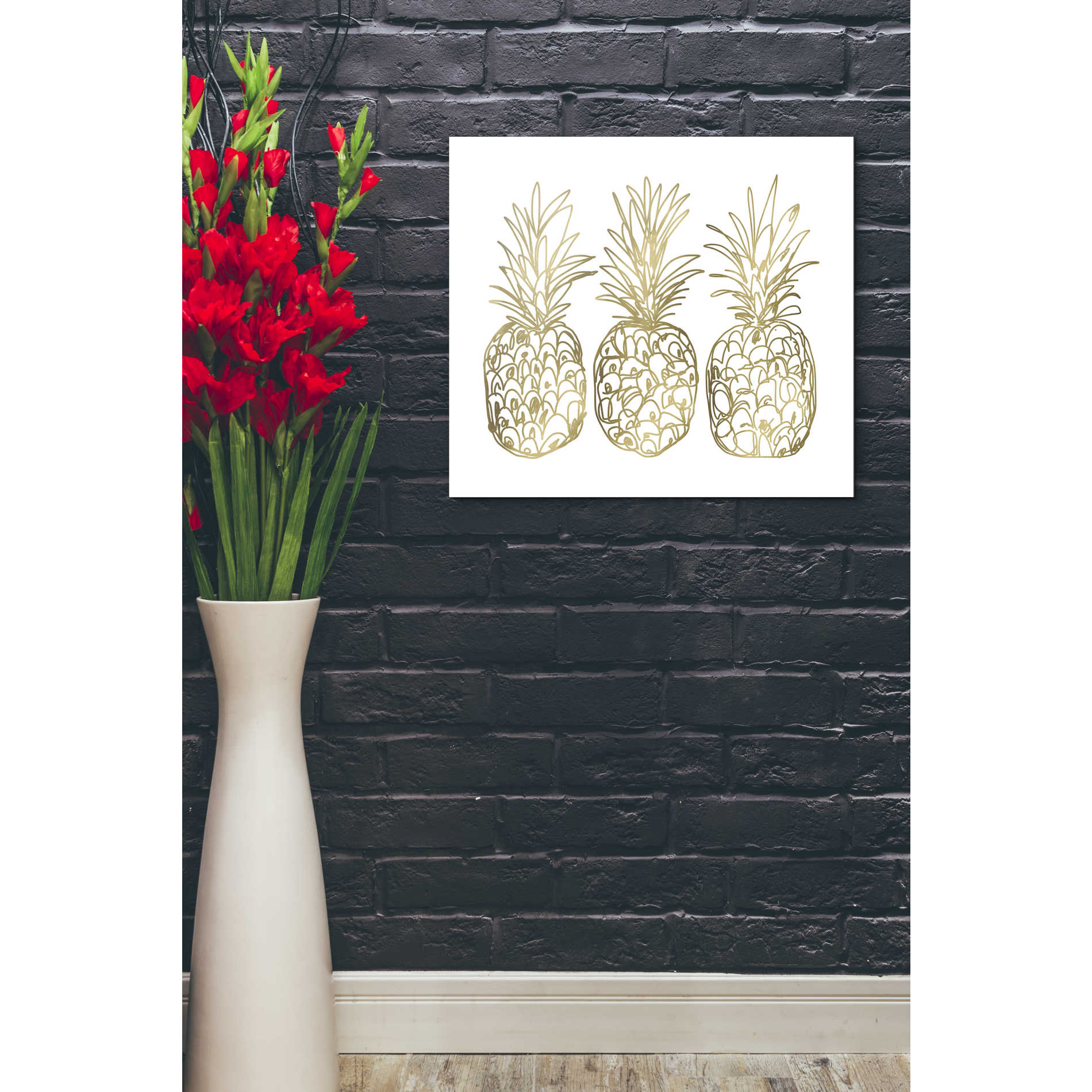 'Three Golden Pineapples' by Linda Woods, Canvas Wall Art,20 x 24