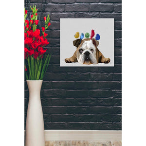 'English Bulldog and Birds' by Fab Funky Giclee Canvas Wall Art
