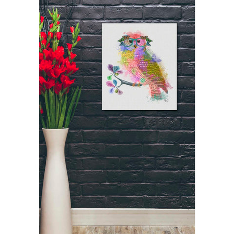 Image of 'Rainbow Splash Owl' by Fab Funky Giclee Canvas Wall Art