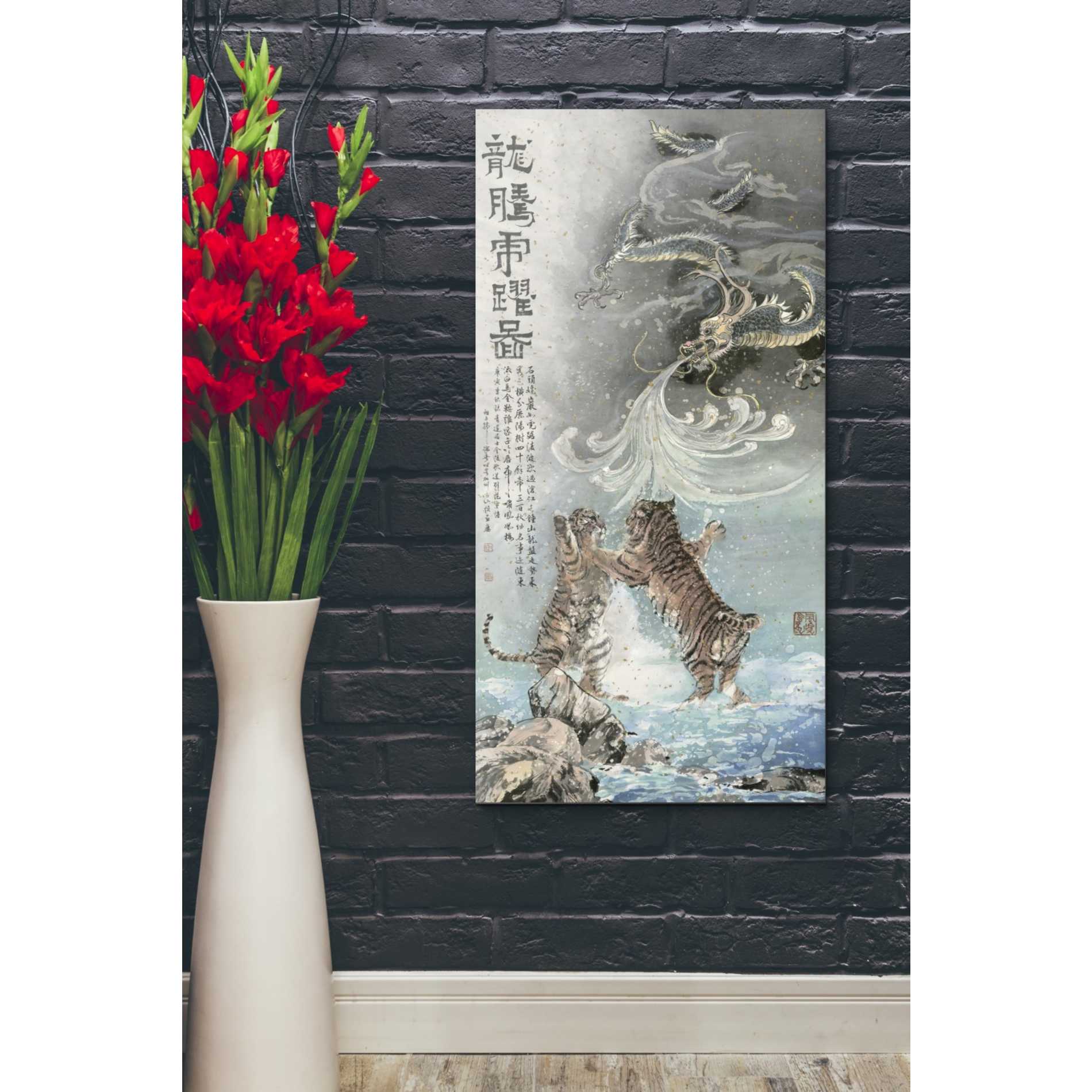 'Fly Like a Dragon, Jump Like a Tiger' by River Han, Canvas Wall Art,20 x 40