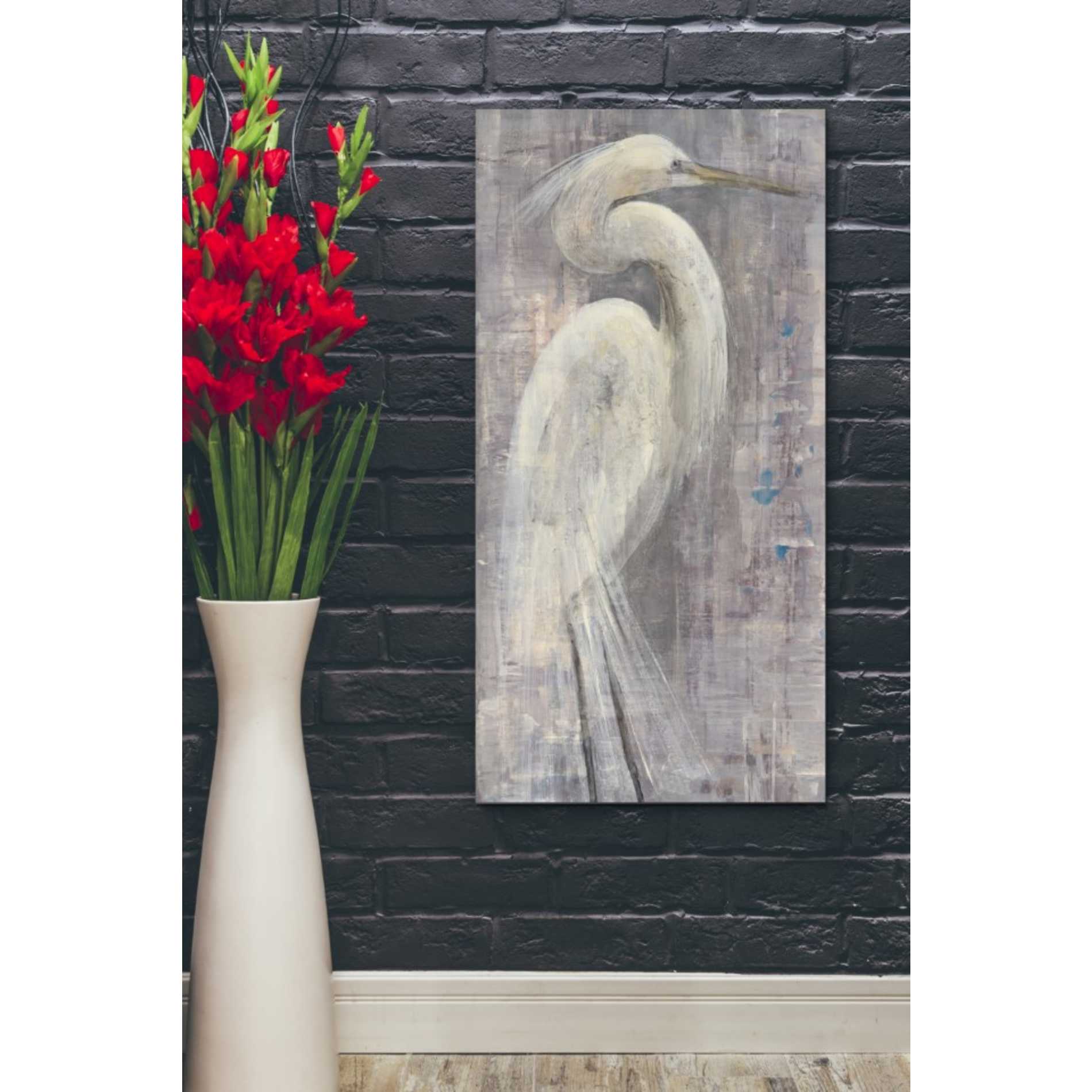 'Coastal Egret I Legs' by Albena Hristova, Canvas Wall Art,20 x 40