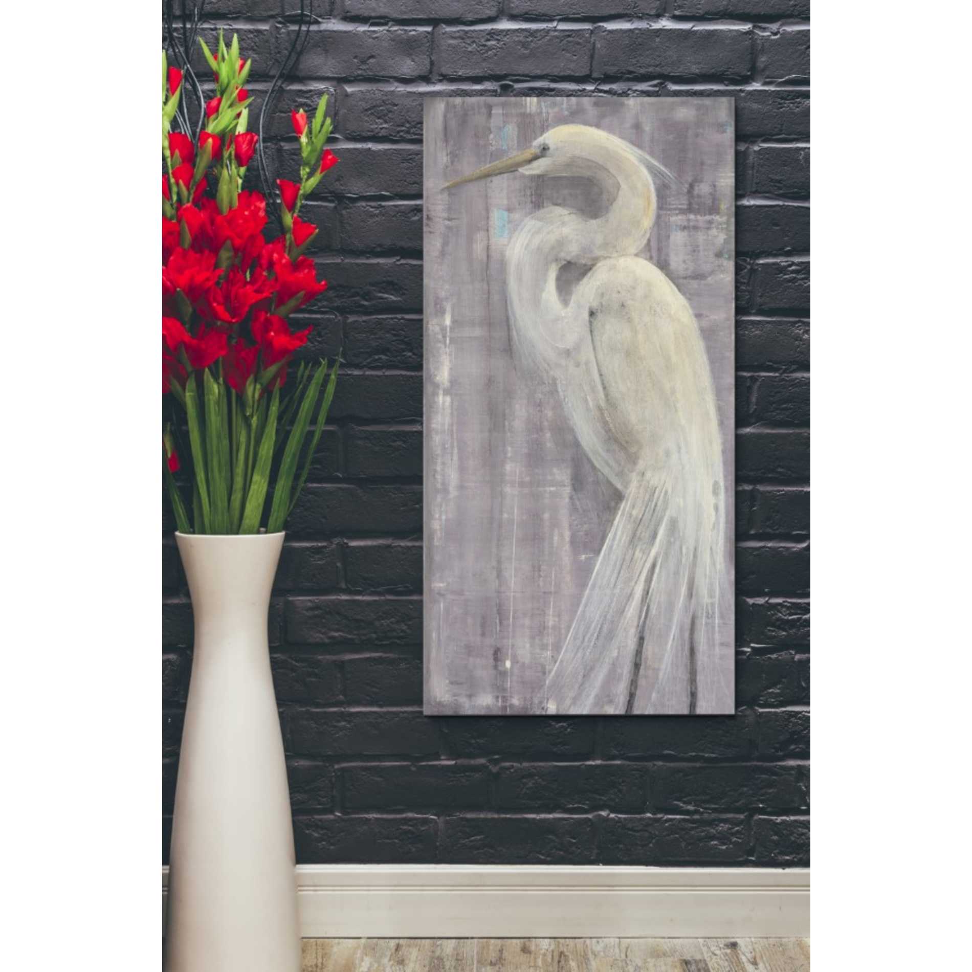 'Coastal Egret II Legs' by Albena Hristova, Canvas Wall Art,20 x 40