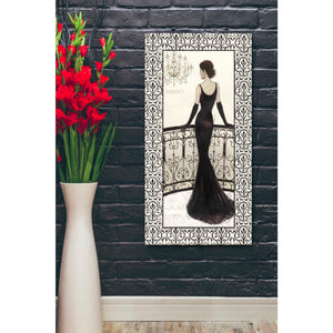 'La Belle Noir with Floral Cartouche Border 4' by Emily Adams, Canvas Wall Art,20 x 40