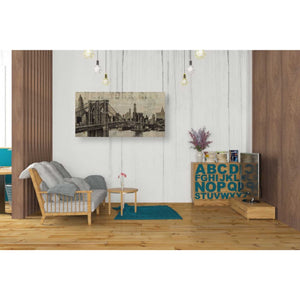 'Vintage NY Brooklyn Bridge Skyline' by Michael Mullan, Canvas Wall Art,40 x 20