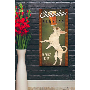 'White Chihuahua on Green' by Ryan Fowler, Canvas Wall Art,20 x 40