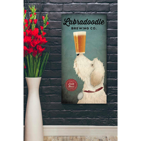 Image of 'Labradoodle Brewing' by Ryan Fowler, Canvas Wall Art,20 x 40