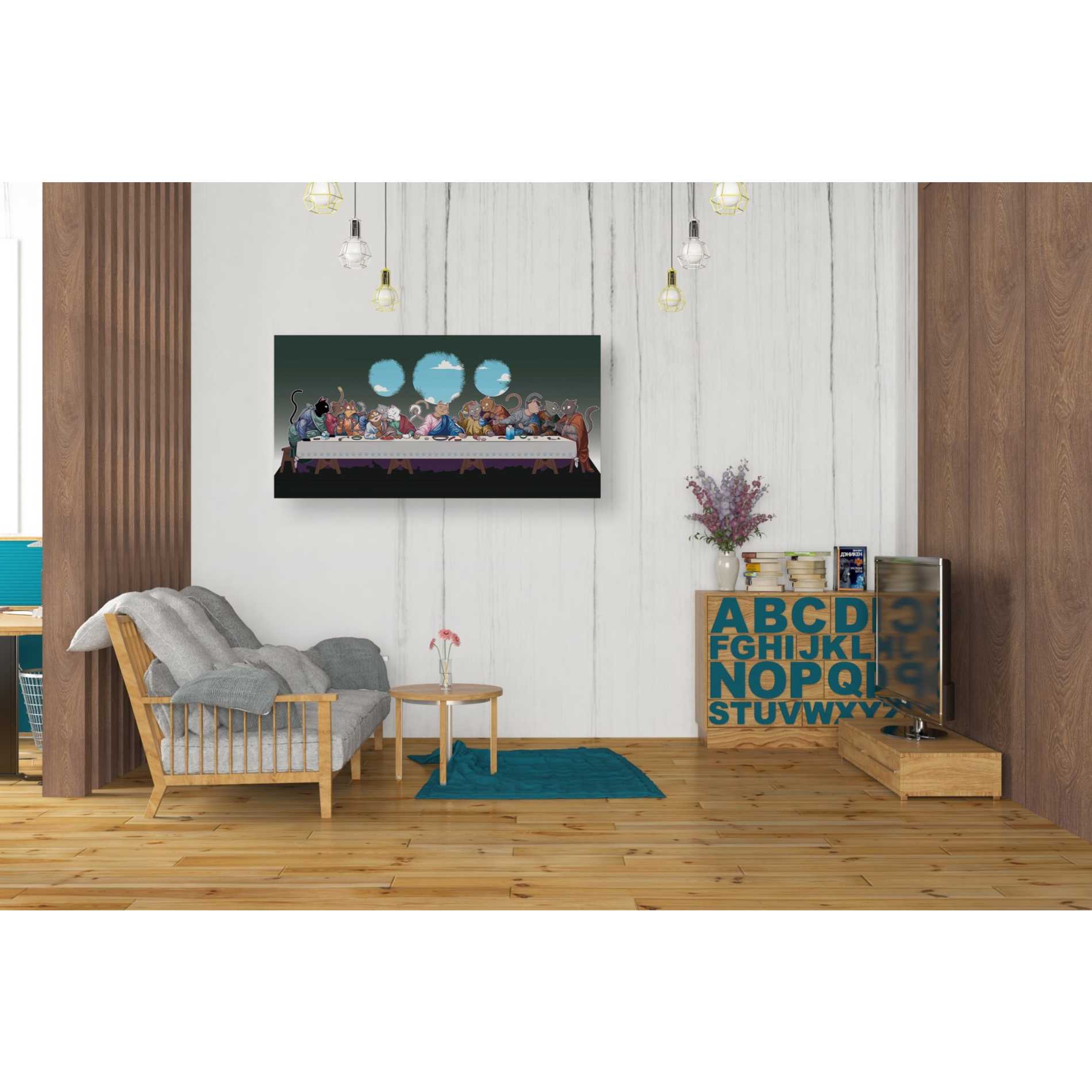 'The Cat's Last Supper' Canvas Wall Art,40 x 20