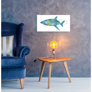 'Watercolor Shark I' by Linda Woods, Canvas Wall Art,40 x 20