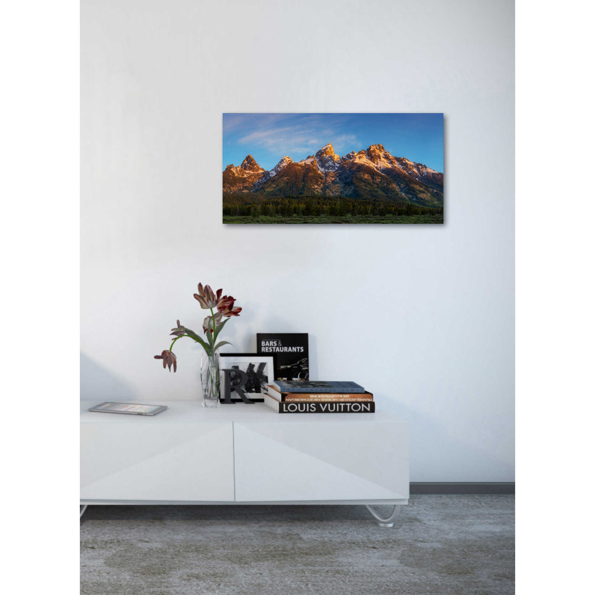 'Tetons First Light' by Darren White, Canvas Wall Art,20 x 40