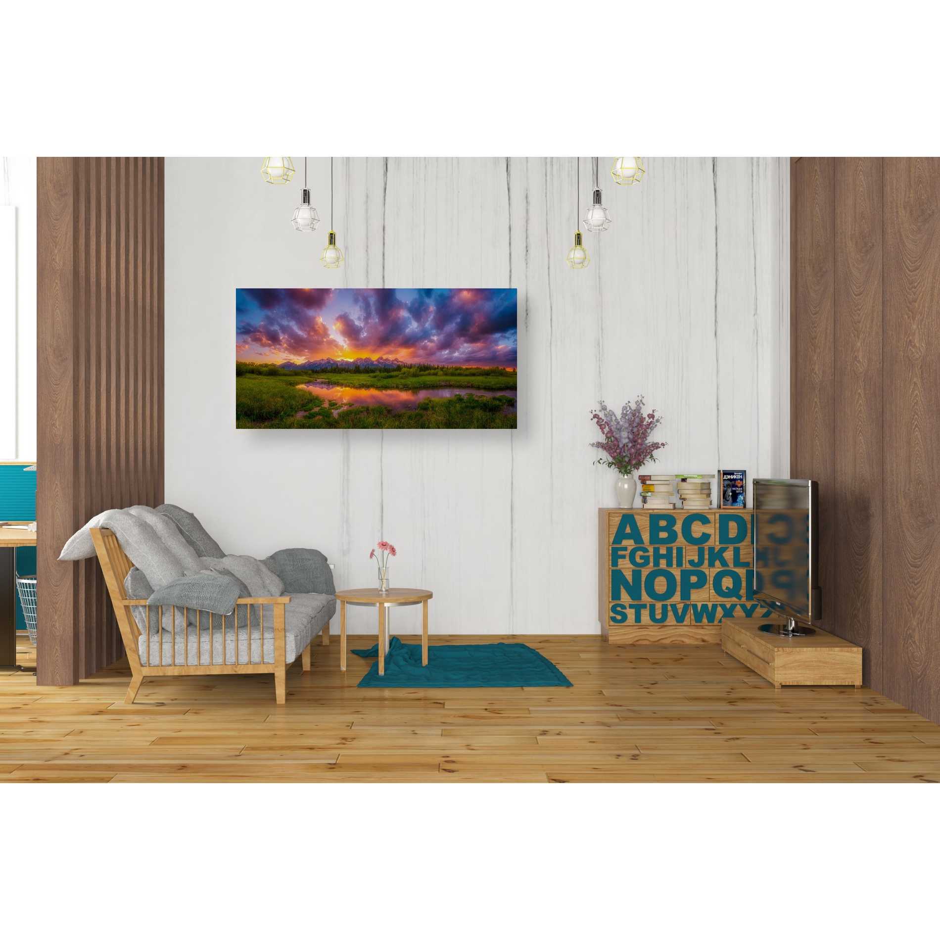 'Grand Sunset in the Tetons' by Darren White, Canvas Wall Art,20 x 40