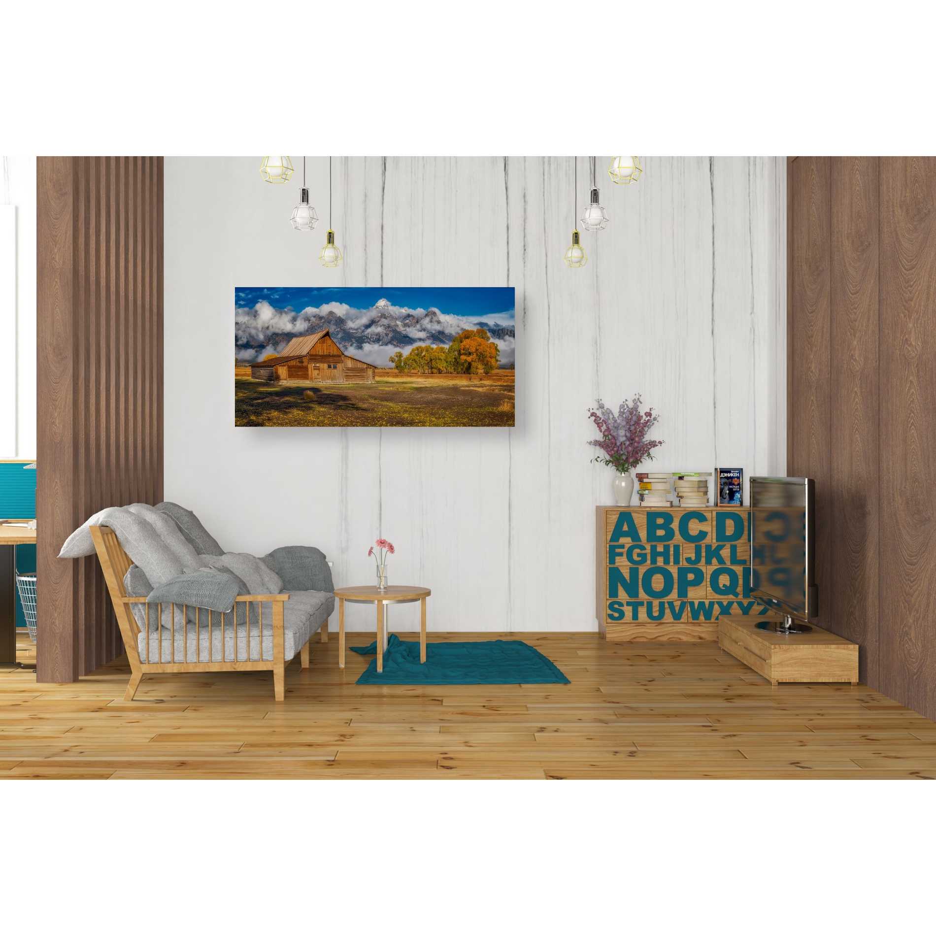 'Warm Morning Light in the Tetons' by Darren White, Canvas Wall Art,20 x 40