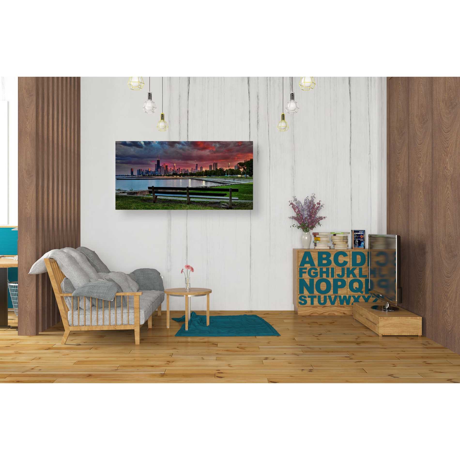 'North Avenue Beach at Sunset,' Canvas Wall Art,20 x 40