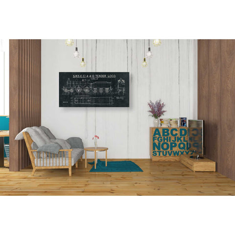 Image of 'Train Blueprint II' by Wild Apple Portfolio, Canvas Wall Art,20 x 40